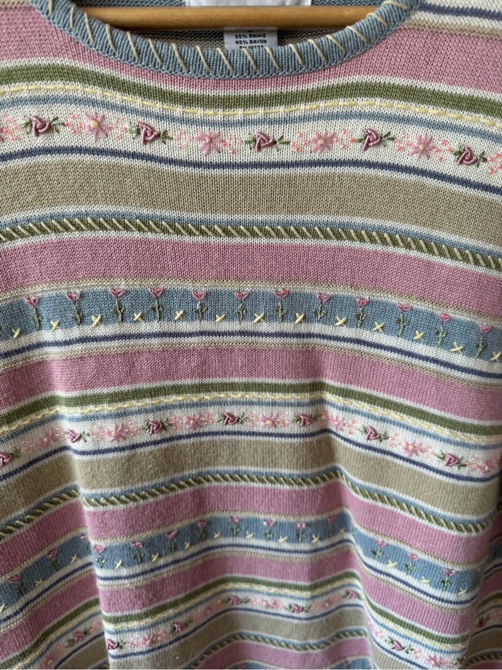 Vintage Alfred Dunner Striped Pastel Short Sleeve Knit Top - Picture 8 of 9